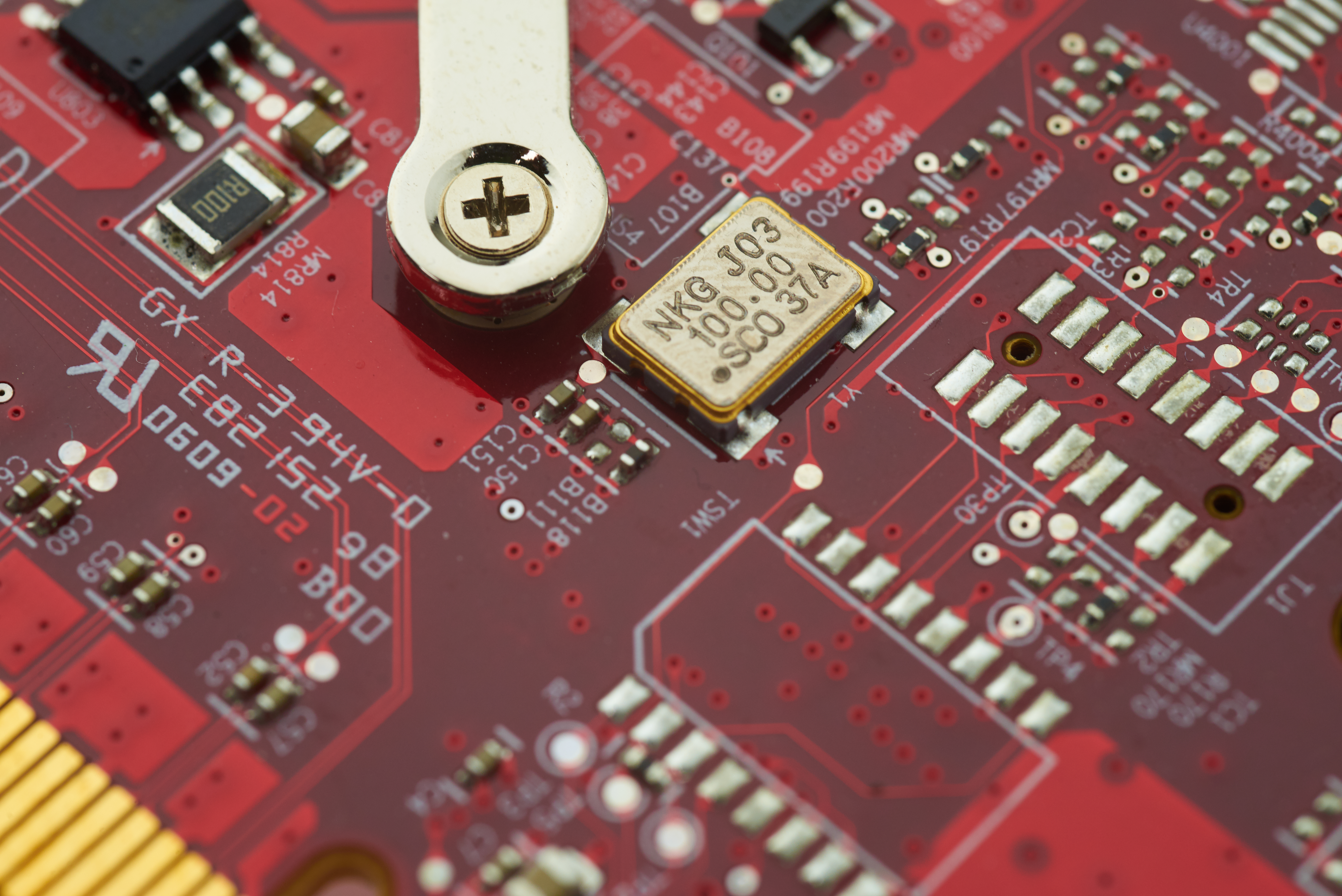 Close-up of a printed circuit board